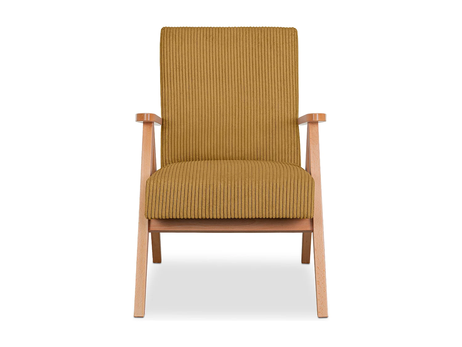 Vintage Sessel gepolstert Echt-Holz-Rahmen - dunkelblau - NASET