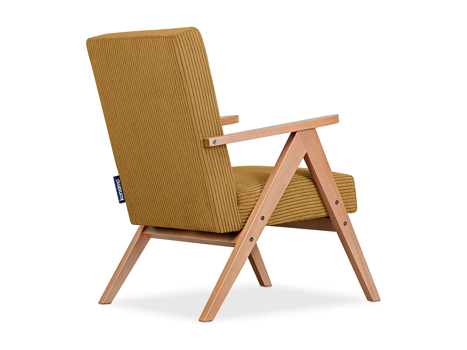 Vintage Sessel gepolstert Echt-Holz-Rahmen - dunkelblau - NASET