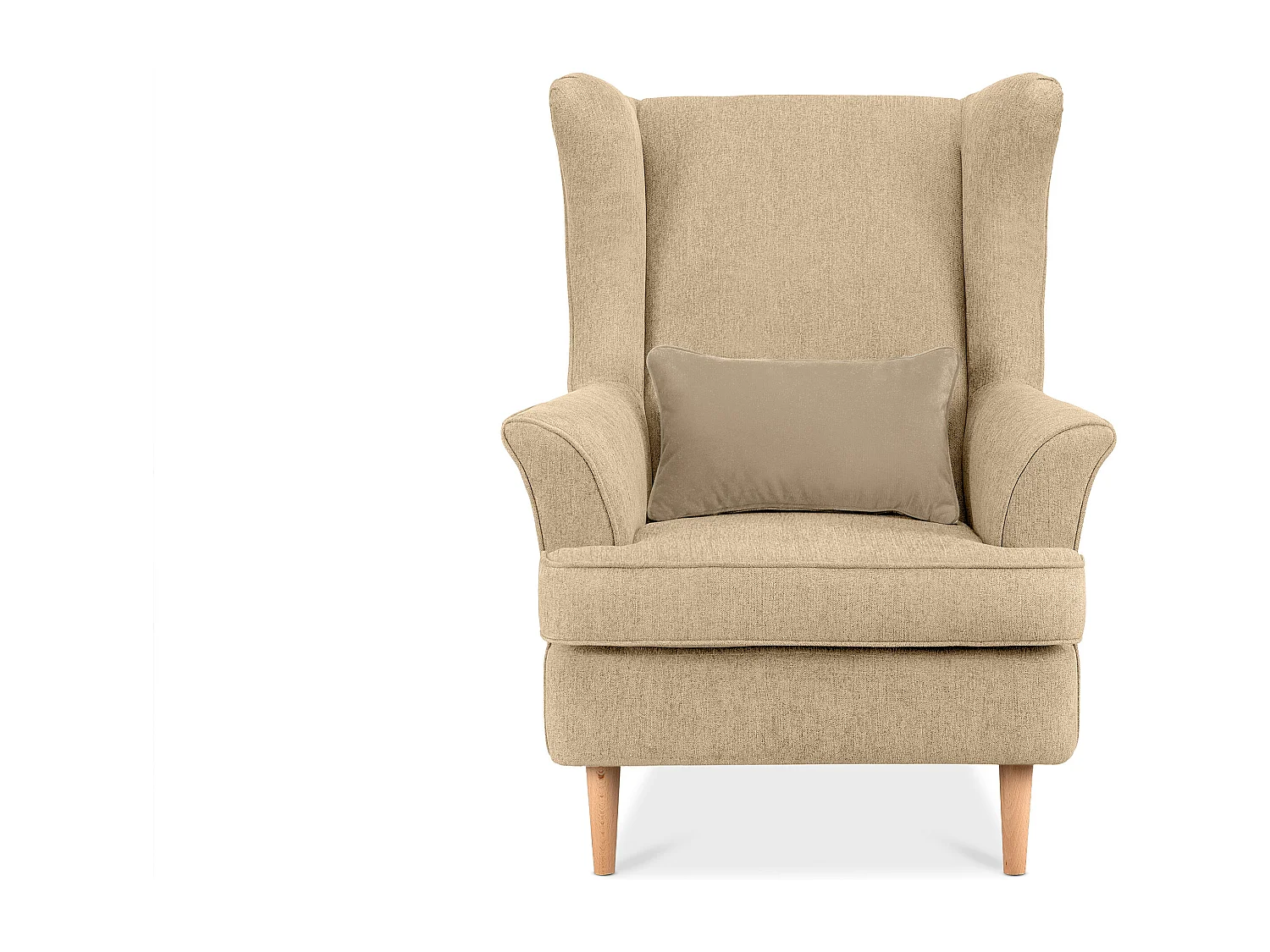 Klassischer Ohrensessel - Velours-Bezug creme - STRALIS