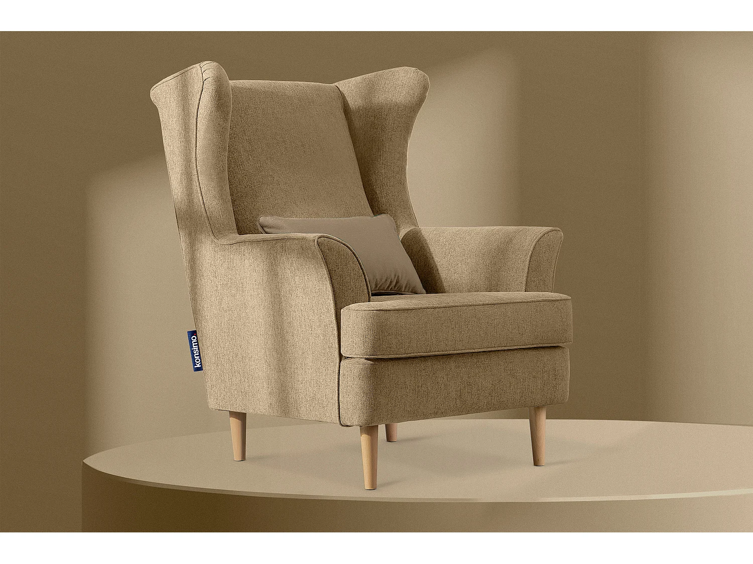 Klassischer Ohrensessel - Velours-Bezug creme - STRALIS