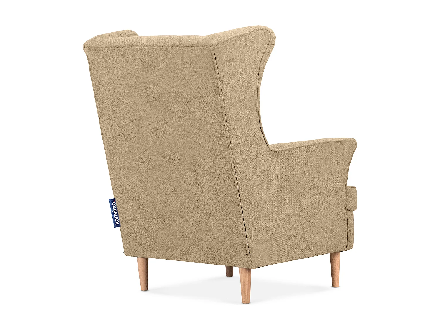 Klassischer Ohrensessel - Velours-Bezug creme - STRALIS