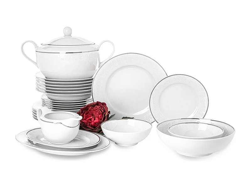 Tafelservice für 6 Personen (25-tlg.) - Porzellan - Weiß - AMELIA