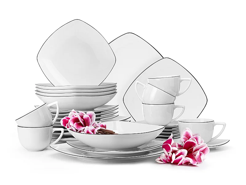 Ess- und Kaffeeservice 6 Personen (30 tlg.) - Weiß - CARLINA