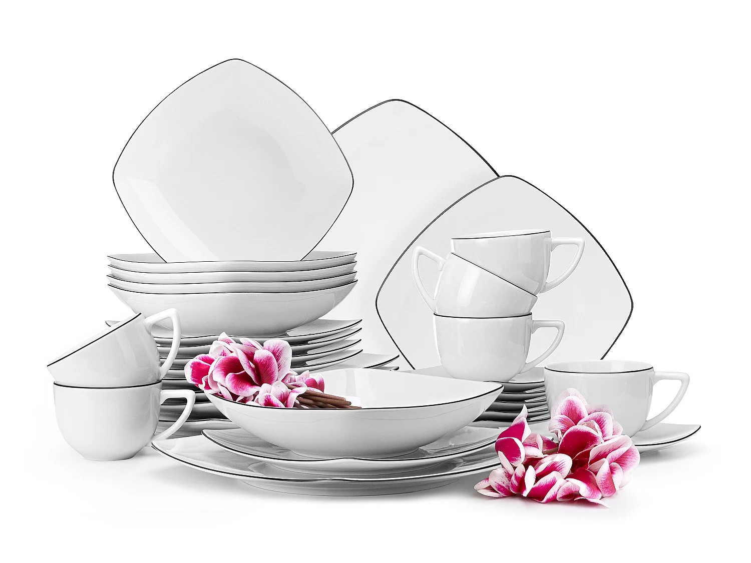 Ess- und Kaffeeservice 6 Personen (30 tlg.) - Weiß - CARLINA