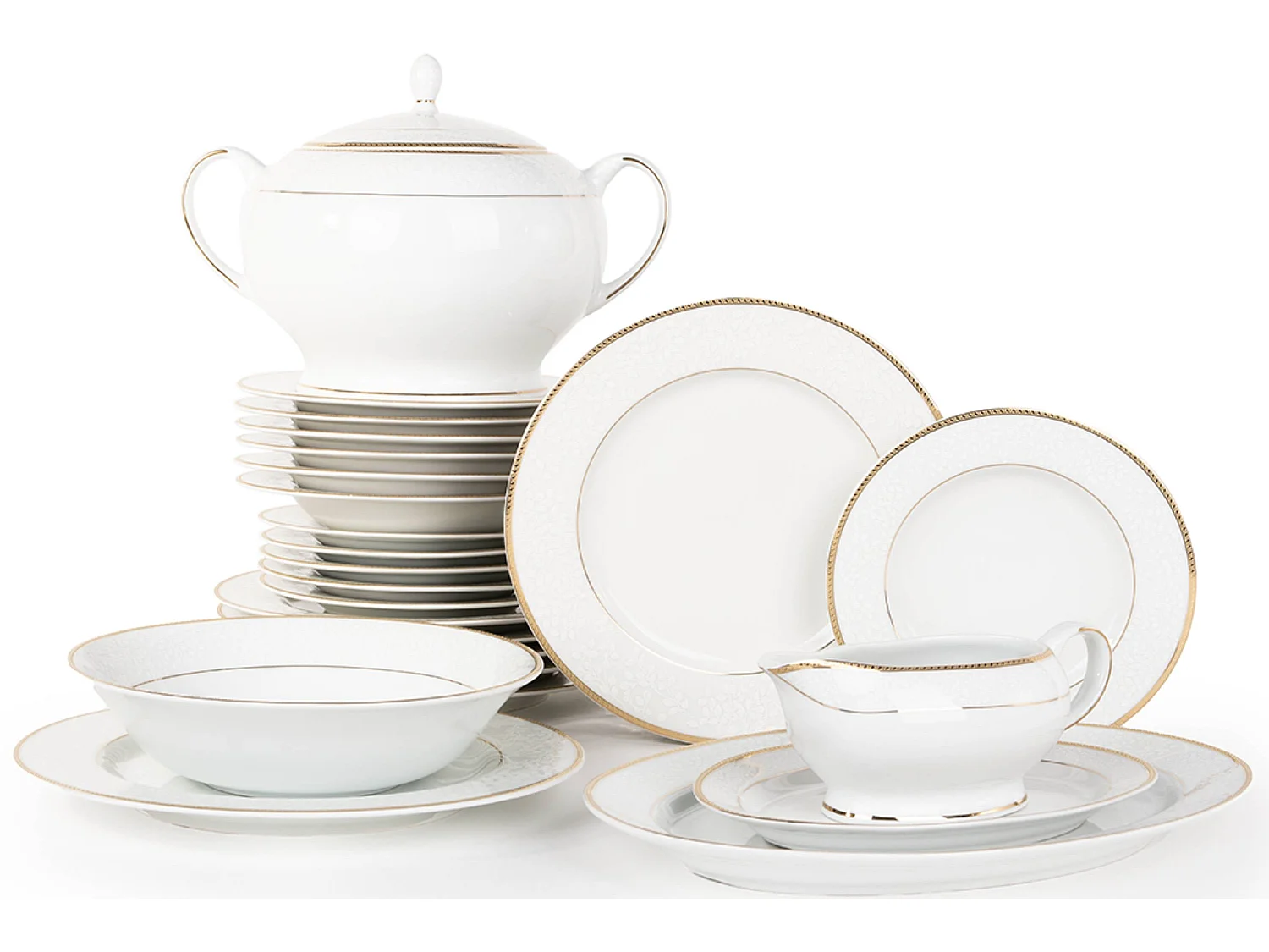 Abendessenservice für 6 Personen (24 Artikel) - Porzellan - Gold - NEW HOLLIS GOLD
