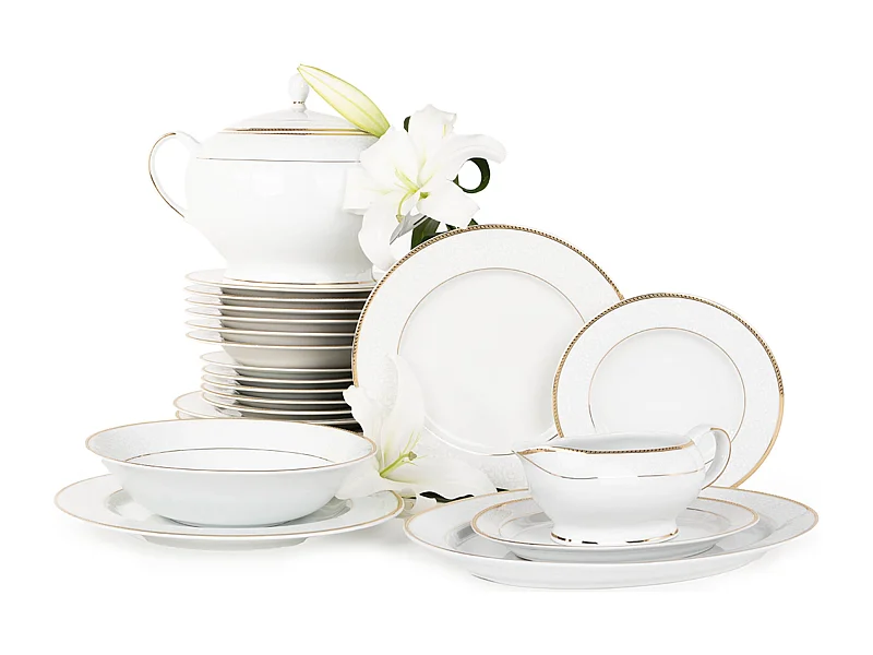 Abendessenservice für 6 Personen (24 Artikel) - Porzellan - Gold - NEW HOLLIS GOLD