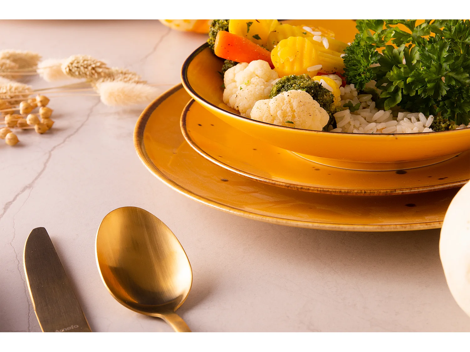 Tafelservice für 6 Personen (18 Tlg.) - Porzellan -  Gelb - ALUMINA