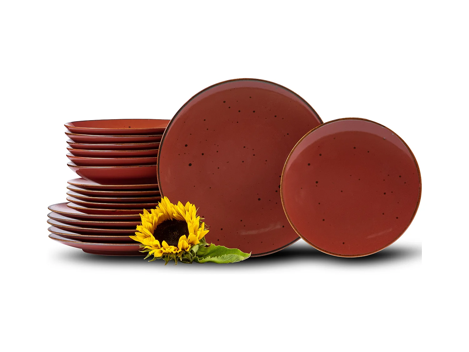Tafelservice für 6 Personen 18 Tlg - Porzellan - rot - ALUMINA
