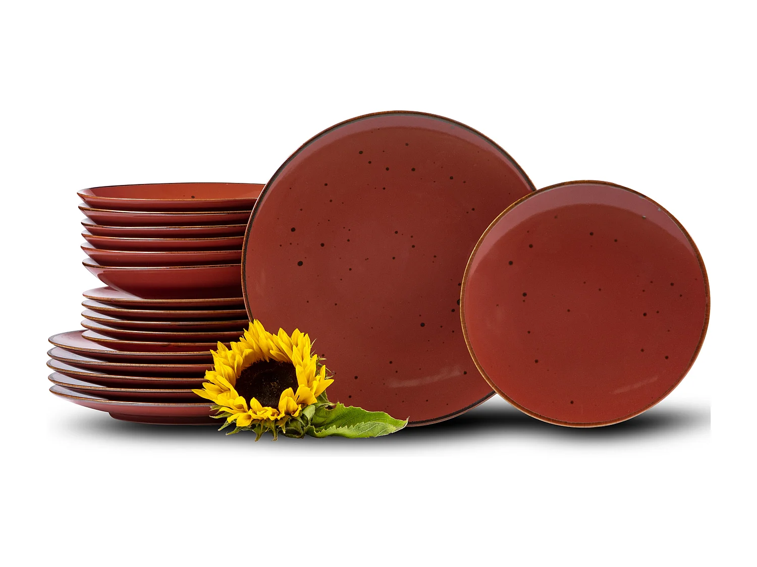 Tafelservice für 6 Personen 18 Tlg - Porzellan - rot - ALUMINA