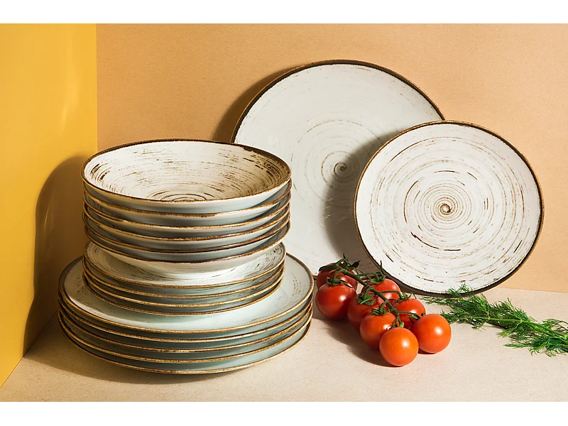 Tafelservice für 6 Personen (18 Tlg.) - Porzellan - Weiß - ALUMINA