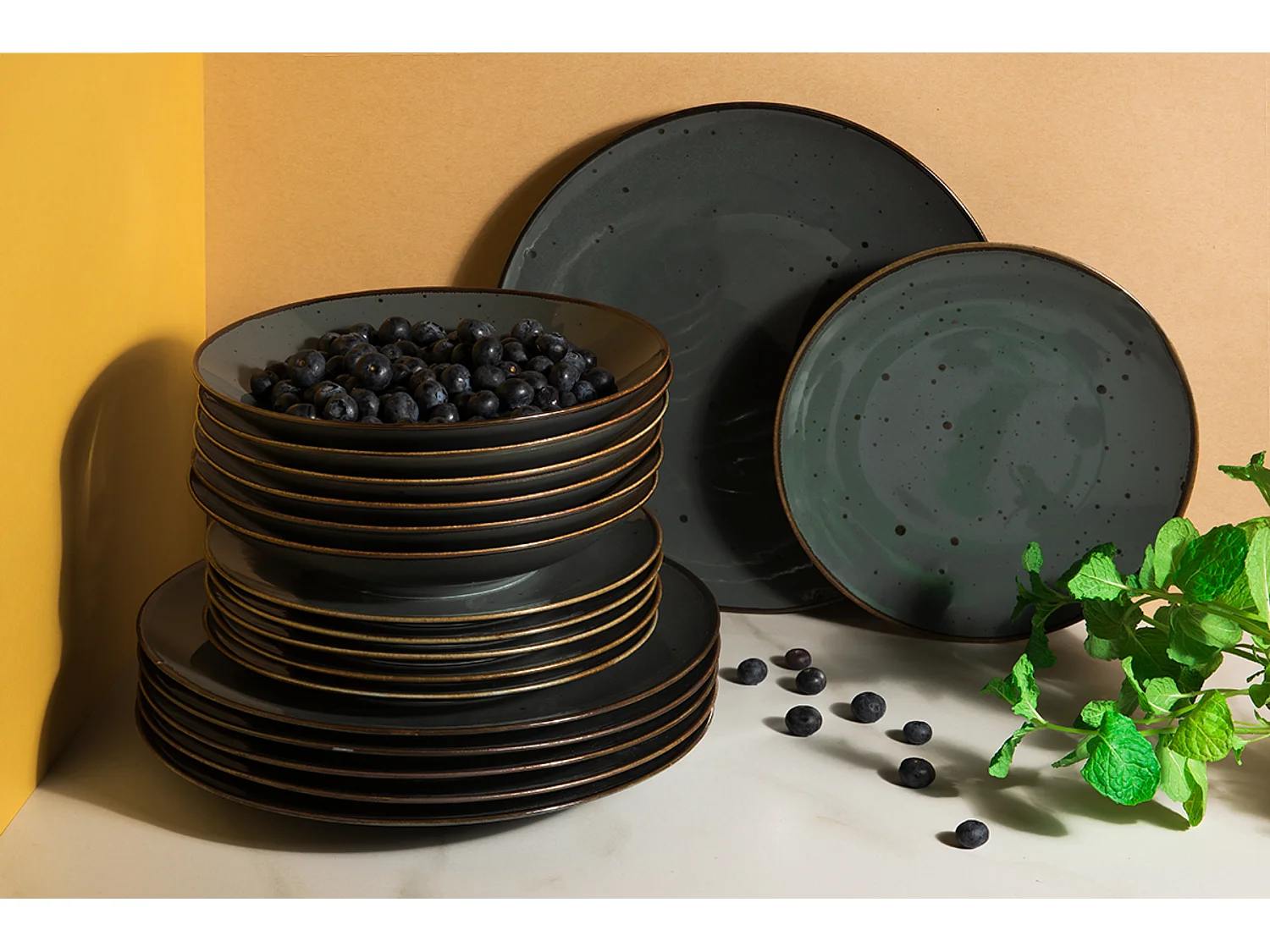 Tafelservice für 6 Personen (18 Tlg.) - Porzellan - gray - ALUMINA