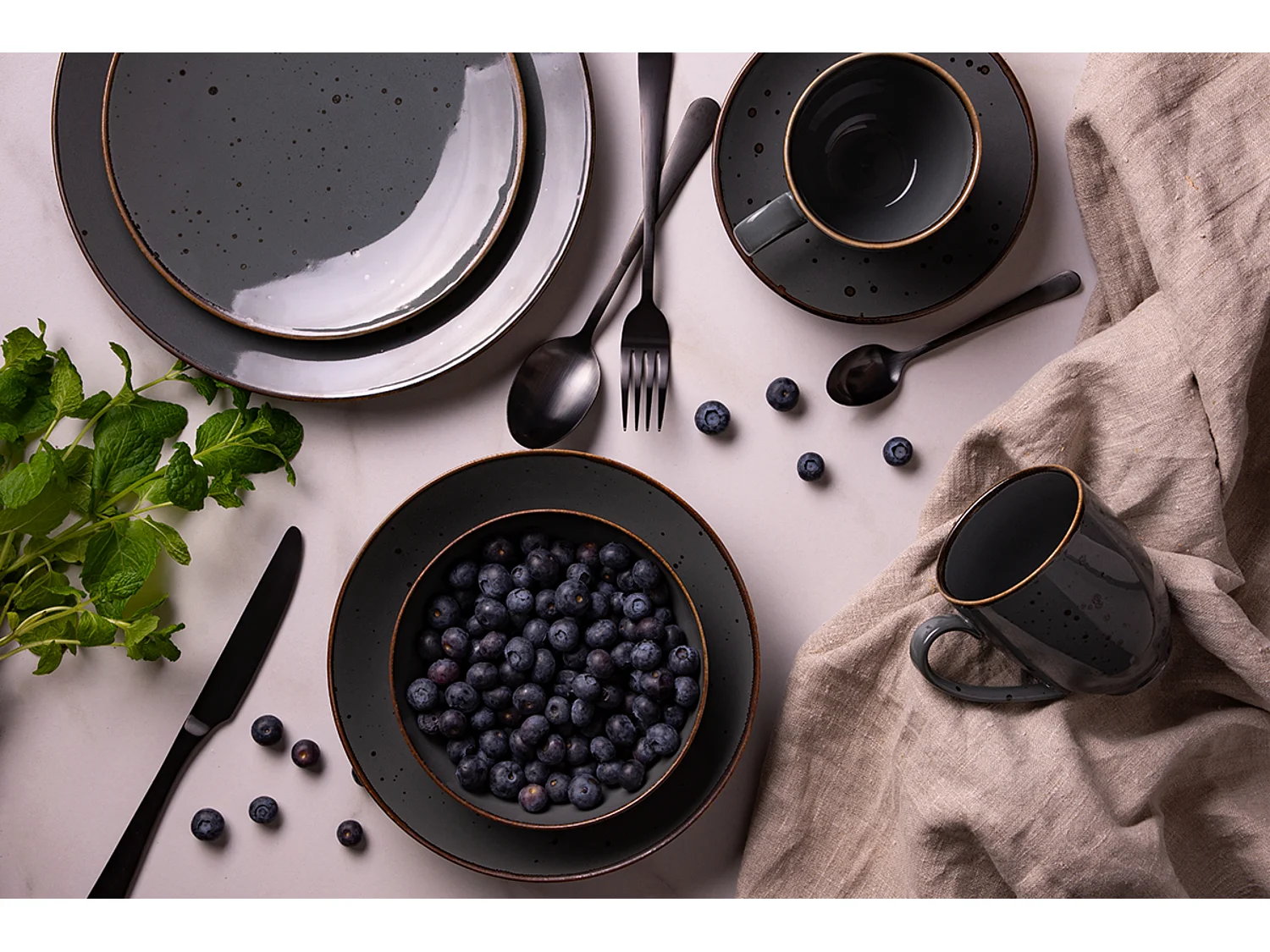 Tafelservice für 6 Personen (18 Tlg.) - Porzellan - gray - ALUMINA