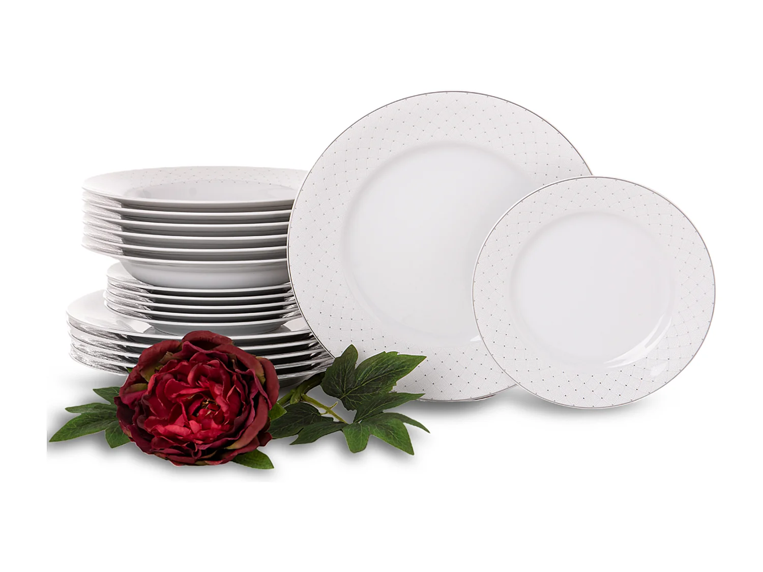 Tafelservice für 6 Personen (18-tlg.) - Porzellan - weiß - AMELIA CARMEN