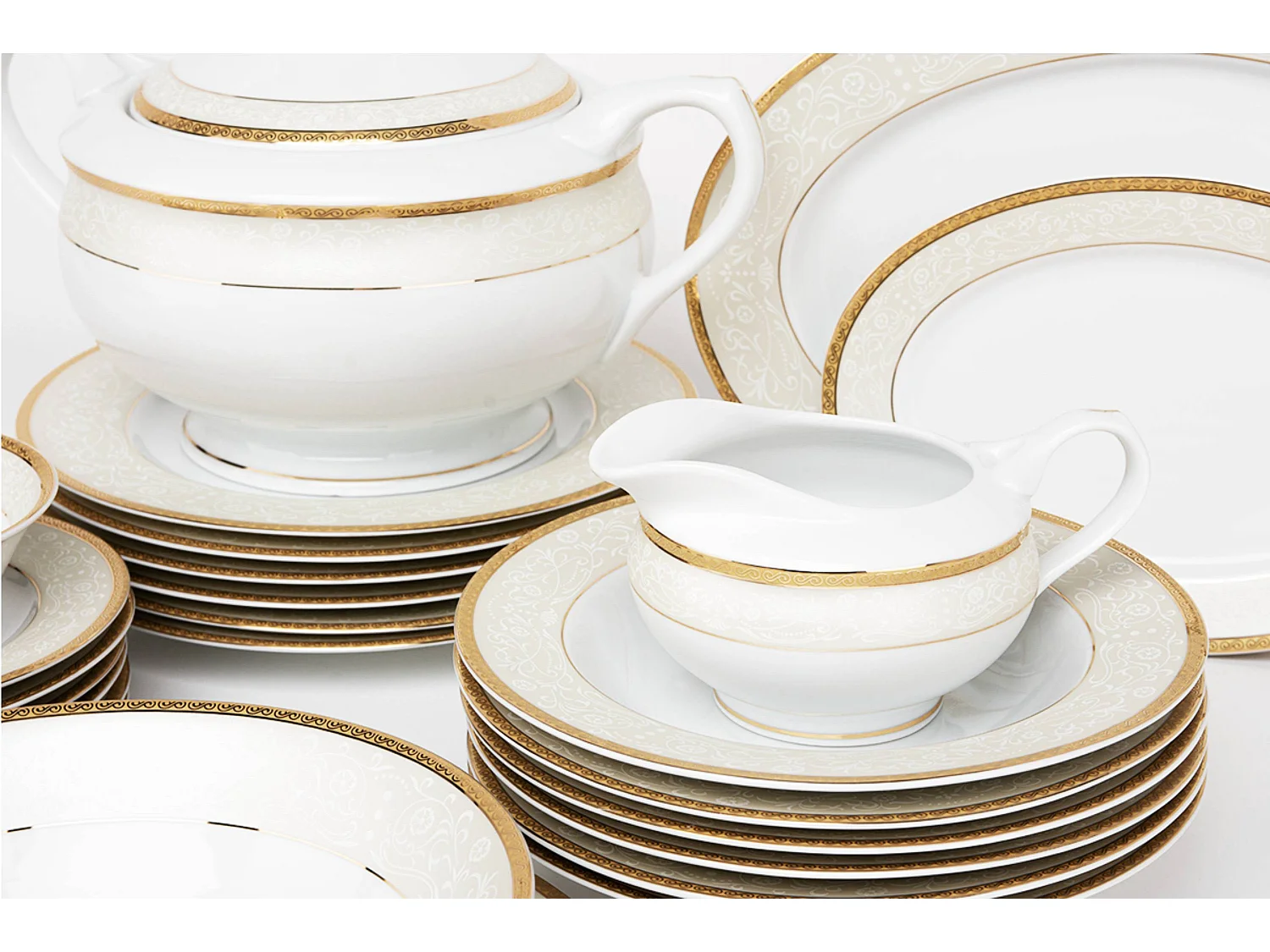 Abendessenservice für 6 Personen (25 Artikel) - Porzellan - Gold - AGAWA GOLD