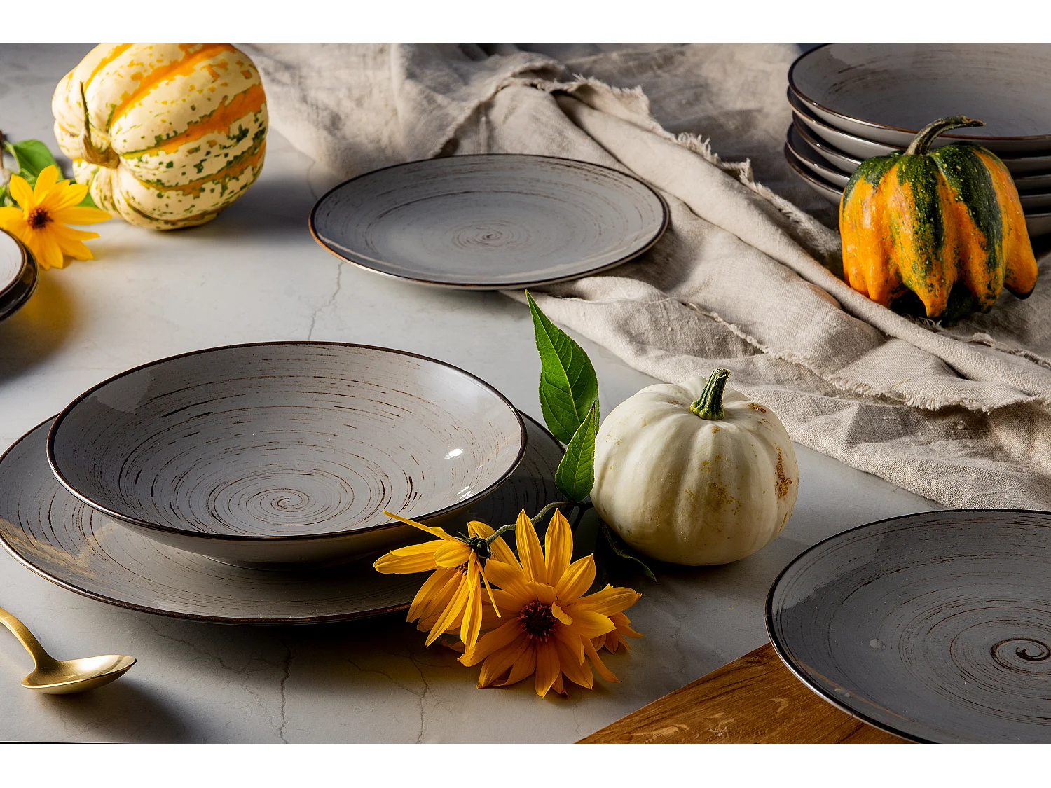 Tafelservice für 6 Personen (18 Tlg.) - Porzellan - Grau - ALUMINA