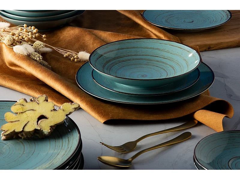 Tafelservice für 6 Personen (18 Tlg.) - Porzellan - blau - ALUMINA