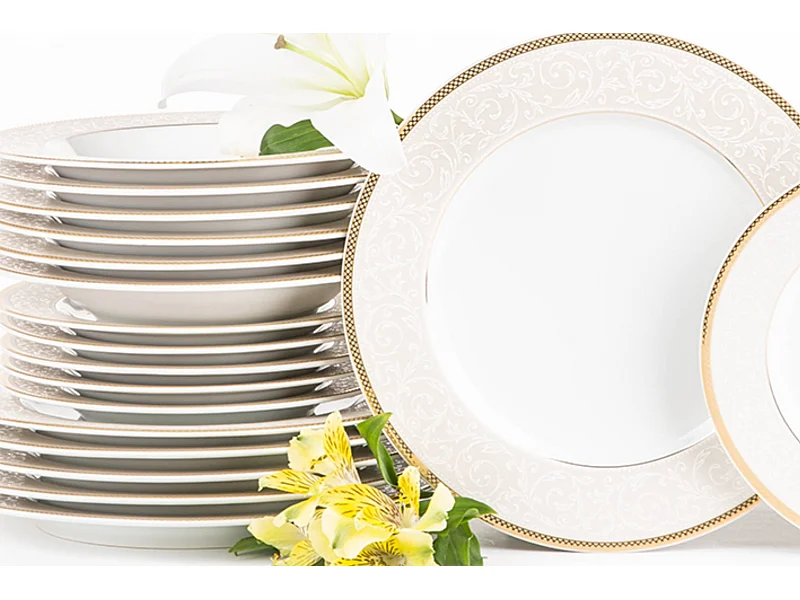 Abendessenservice für 6 Personen (18-tlg) - Porzellan - Gold - MARTHA GOLD