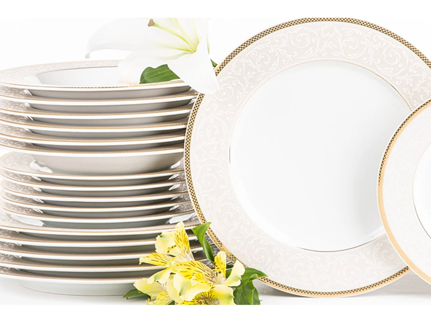 Abendessenservice für 6 Personen (18-tlg) - Porzellan - Gold - MARTHA GOLD