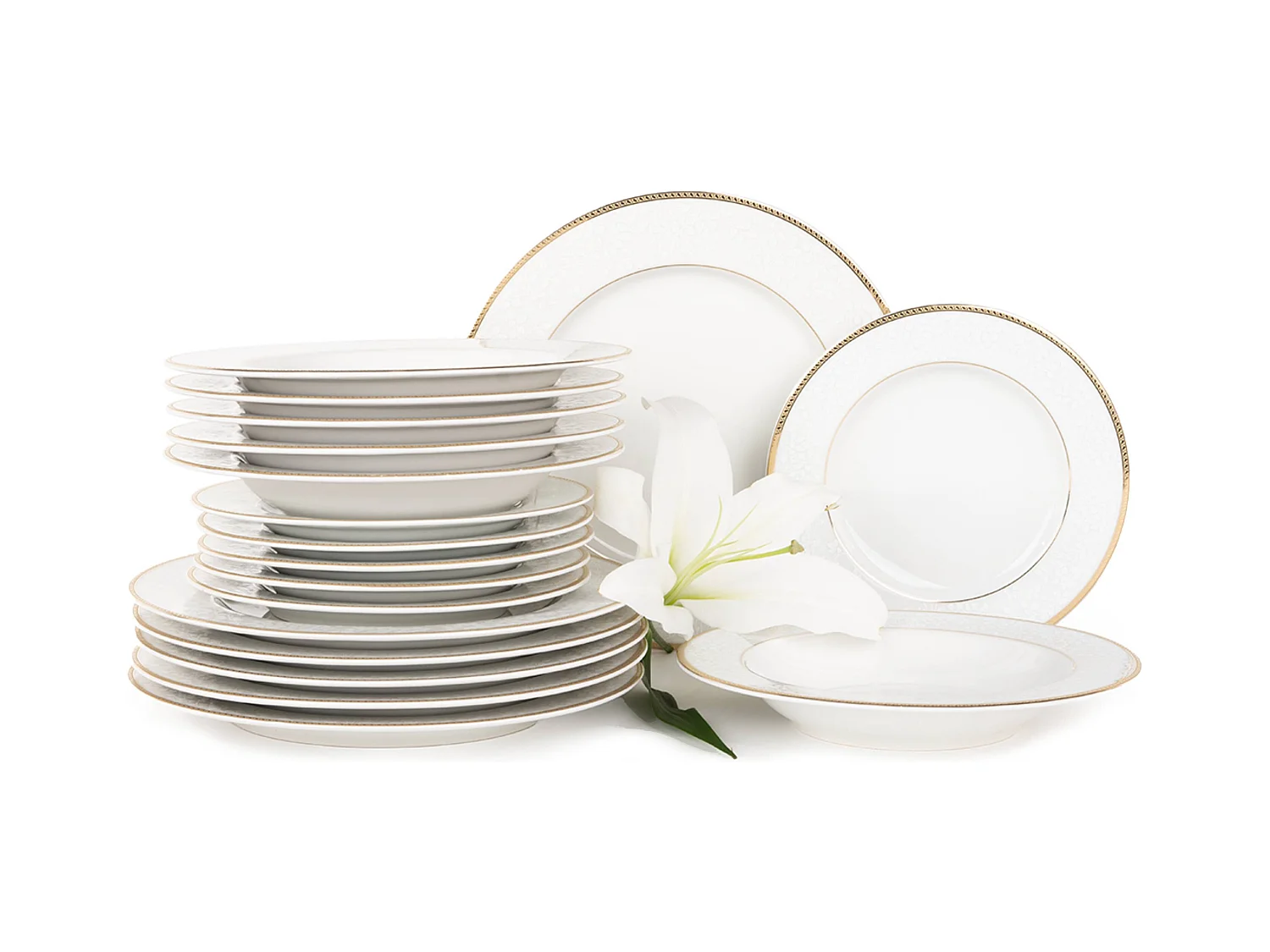 Abendessenservice für 6 Personen (18-tlg) - Porzellan - Gold - NEW HOLLIS GOLD