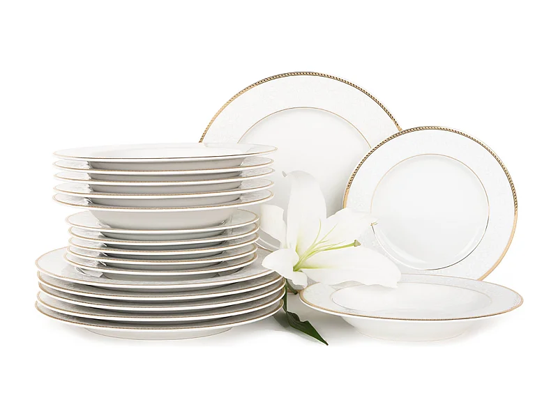 Abendessenservice für 6 Personen (18-tlg) - Porzellan - Gold - NEW HOLLIS GOLD