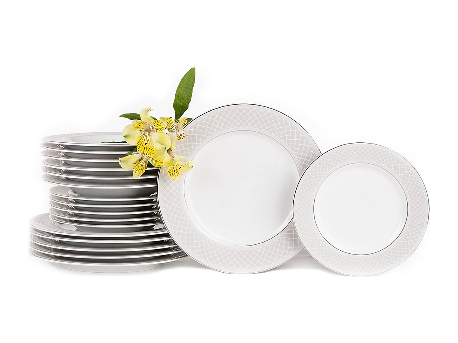 Abendessenservice für 6 Personen (18-tlg) - Porzellan - Platin - SCANIA