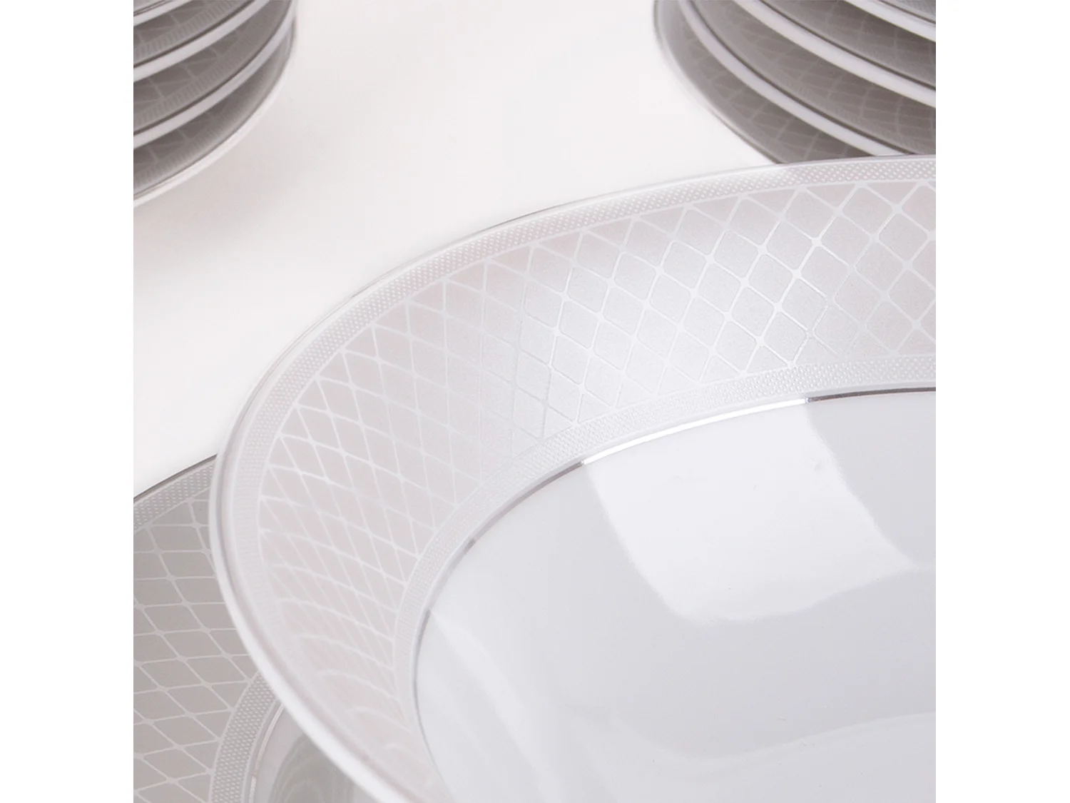 Abendessenservice für 6 Personen (18-tlg) - Porzellan - Platin - SCANIA