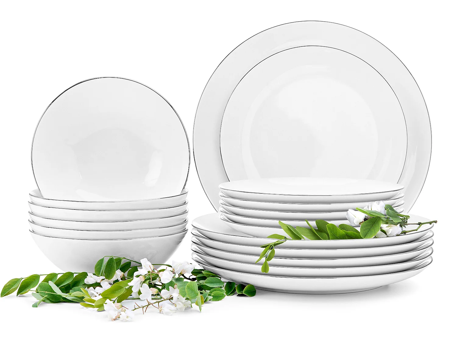 Tafelservice für 6 Personen (18 El.) - Porzellan - Weiß - BOSS