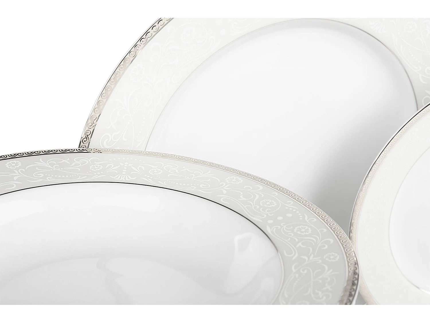 Abendessenservice für 6 Personen (18-tlg) - Porzellan - Platin - AGAWA PLATIN