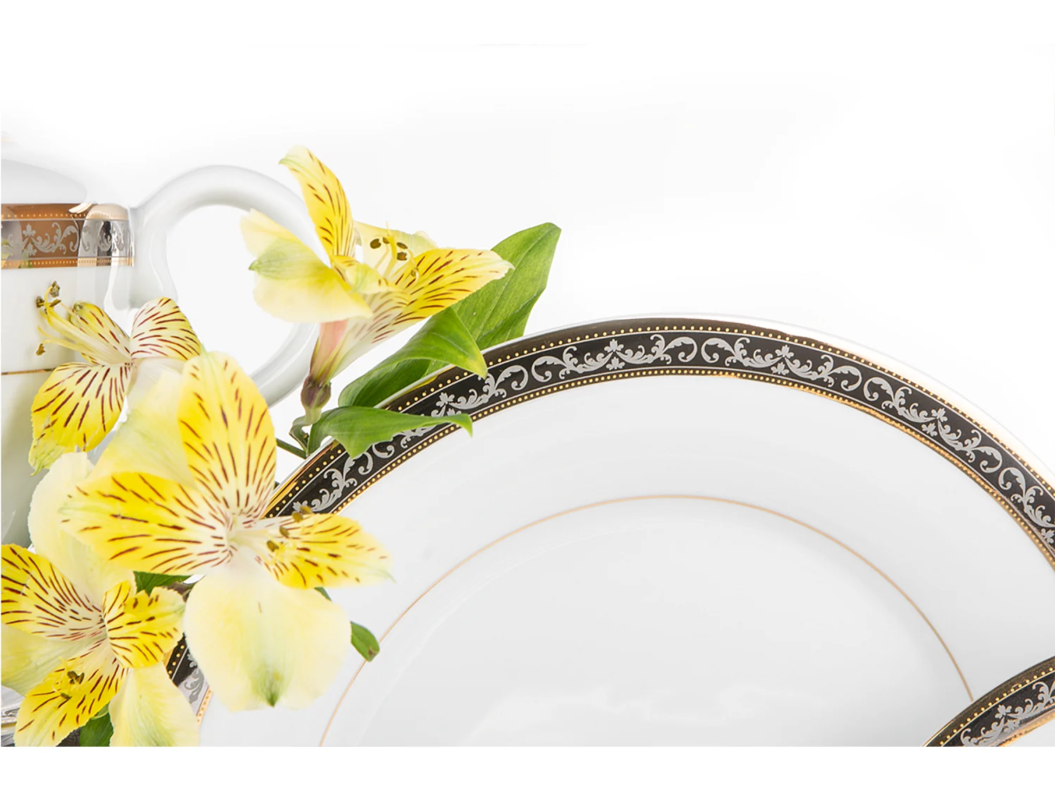 Kombiservice (25-tlg) - Porzellan - Weiß - Silber - Gold - CONTE