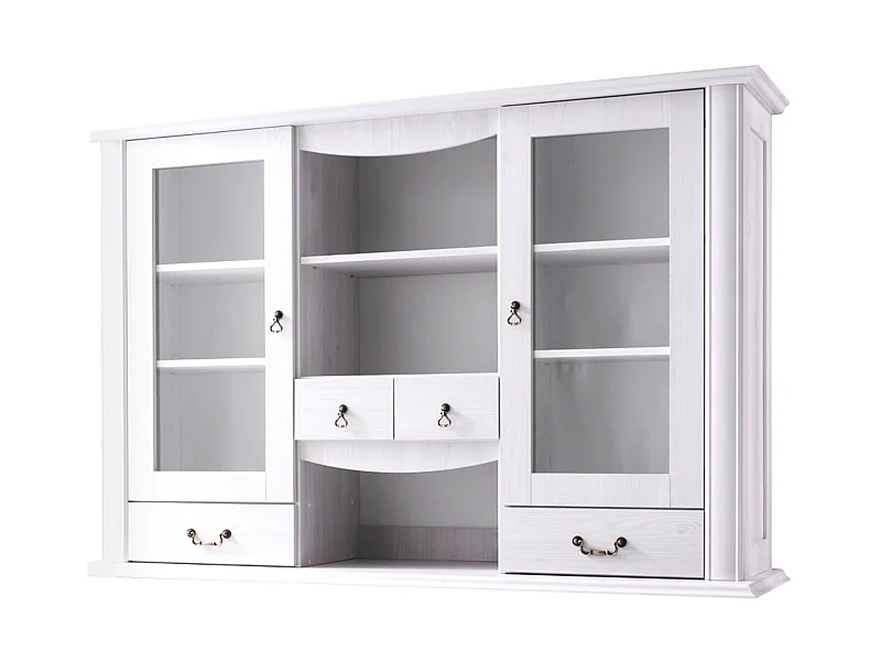 Kommode mit Glastüren geschnitzte Füße - weiß - BRITON