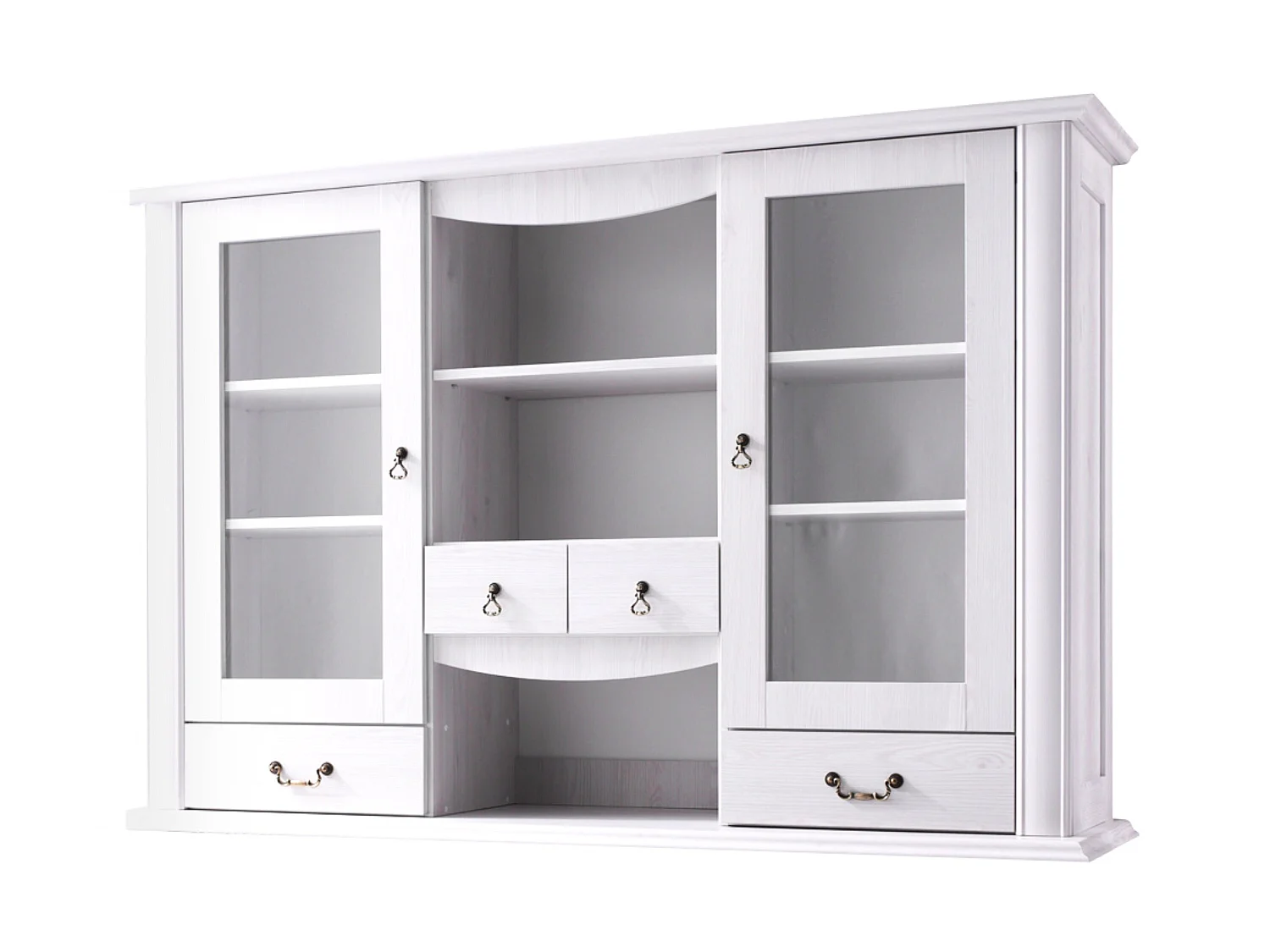 Kommode mit Glastüren geschnitzte Füße - weiß - BRITON