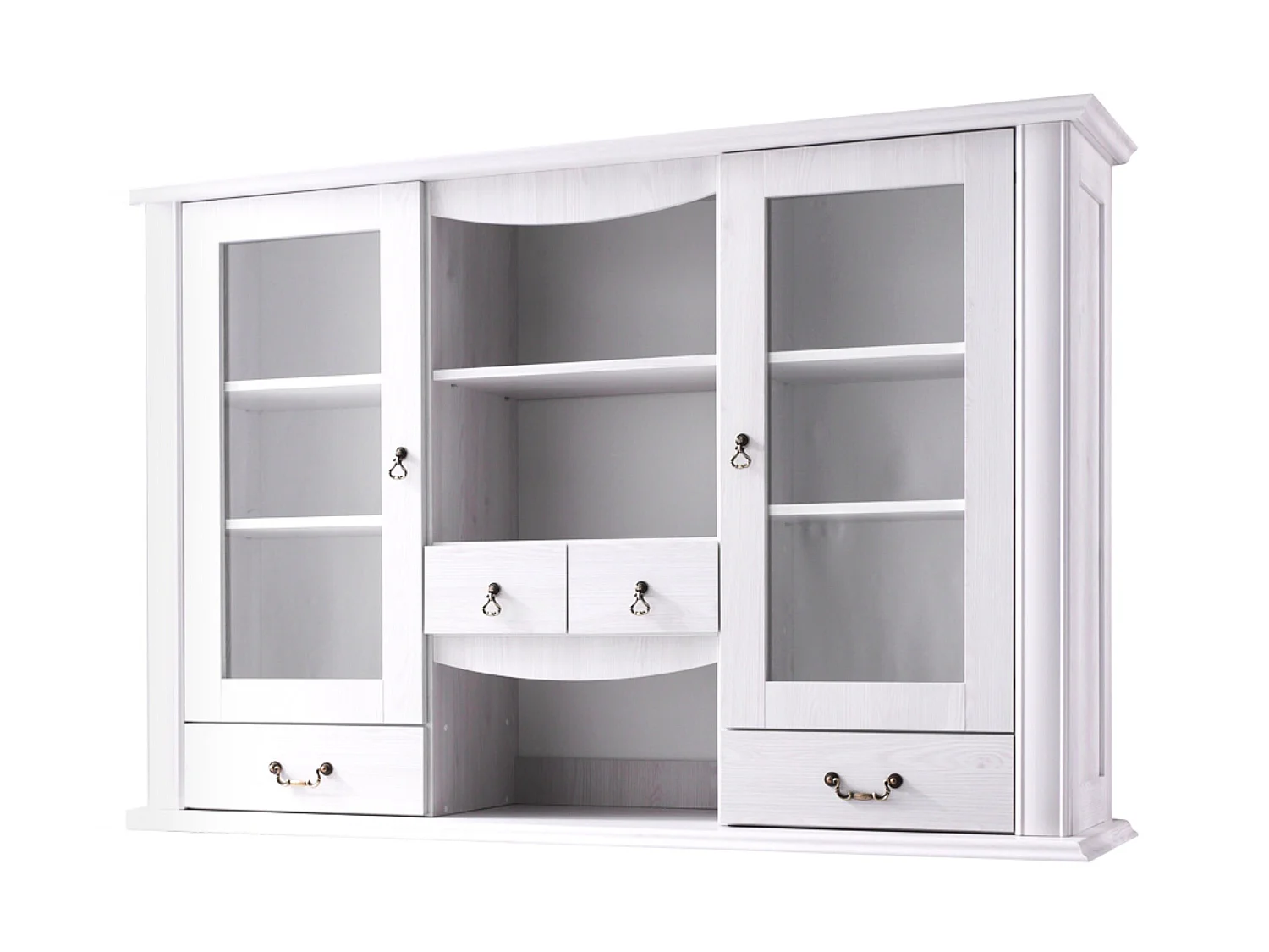 Kommode mit Glastüren geschnitzte Füße - weiß - BRITON