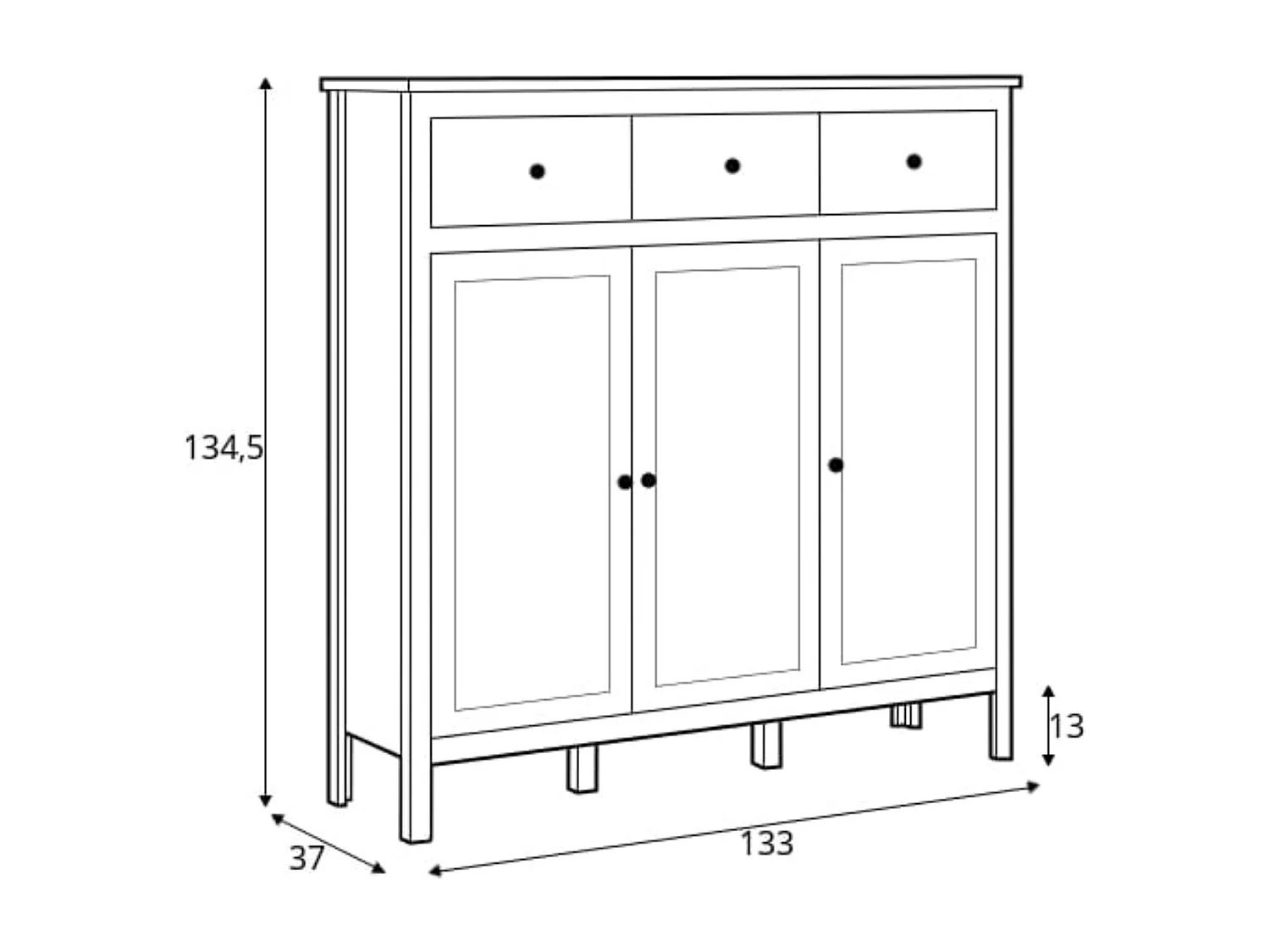 Kommode Metallkugelgriffe - weiß - FARGE