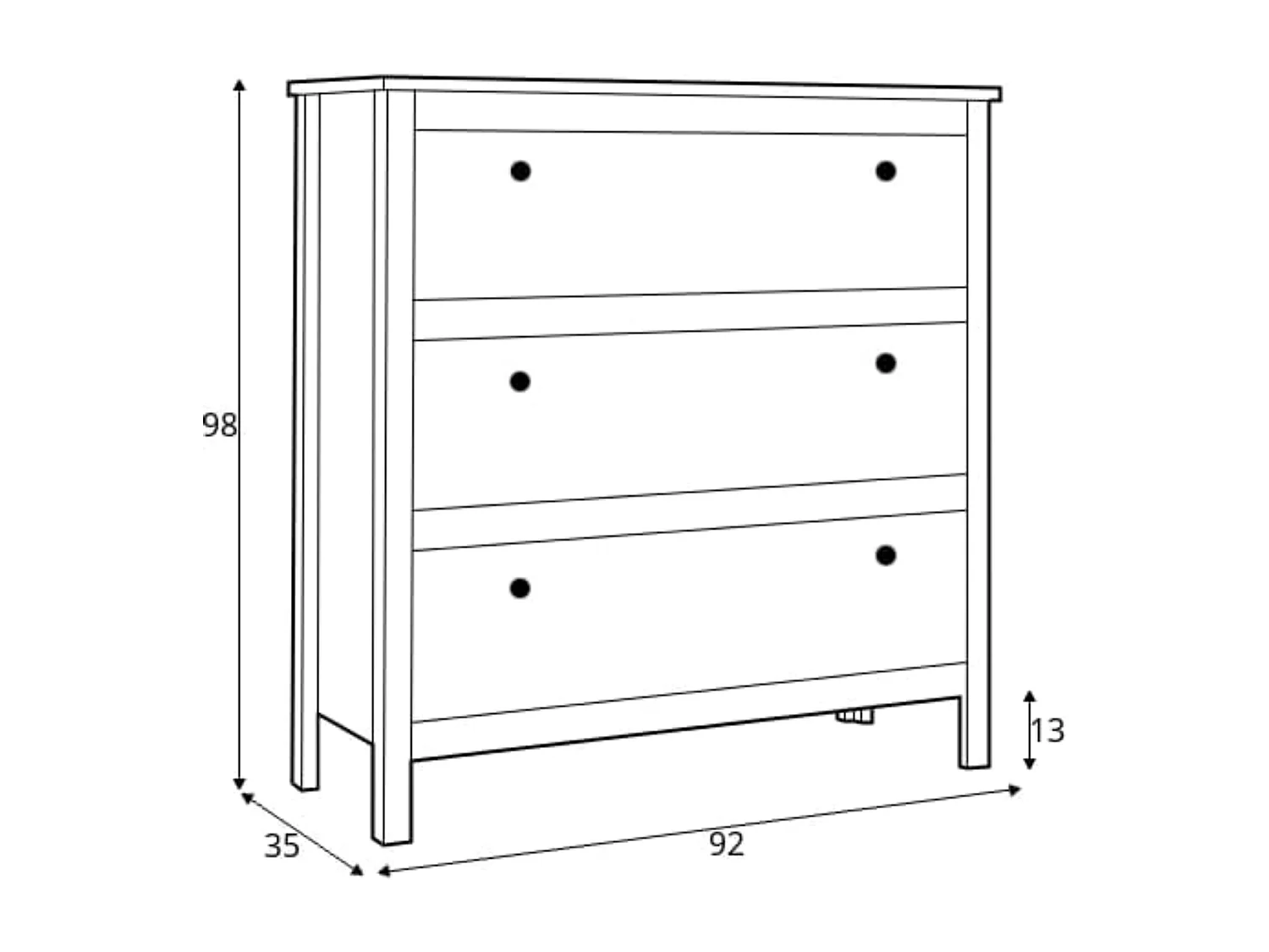 Kommode Metallkugelgriffe - weiß - FARGE