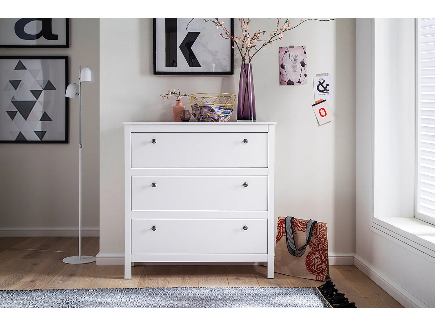 Kommode Metallkugelgriffe - weiß - FARGE