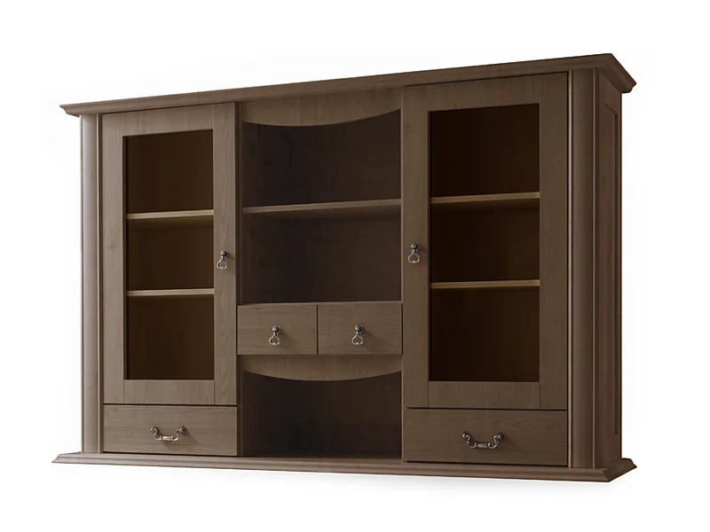 Kommode mit Glastüren geschnitzte Füße - braun - BRITON