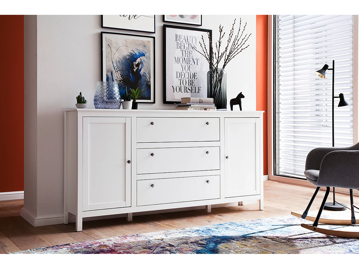 Kommode Metallkugelgriffe - weiß - FARGE