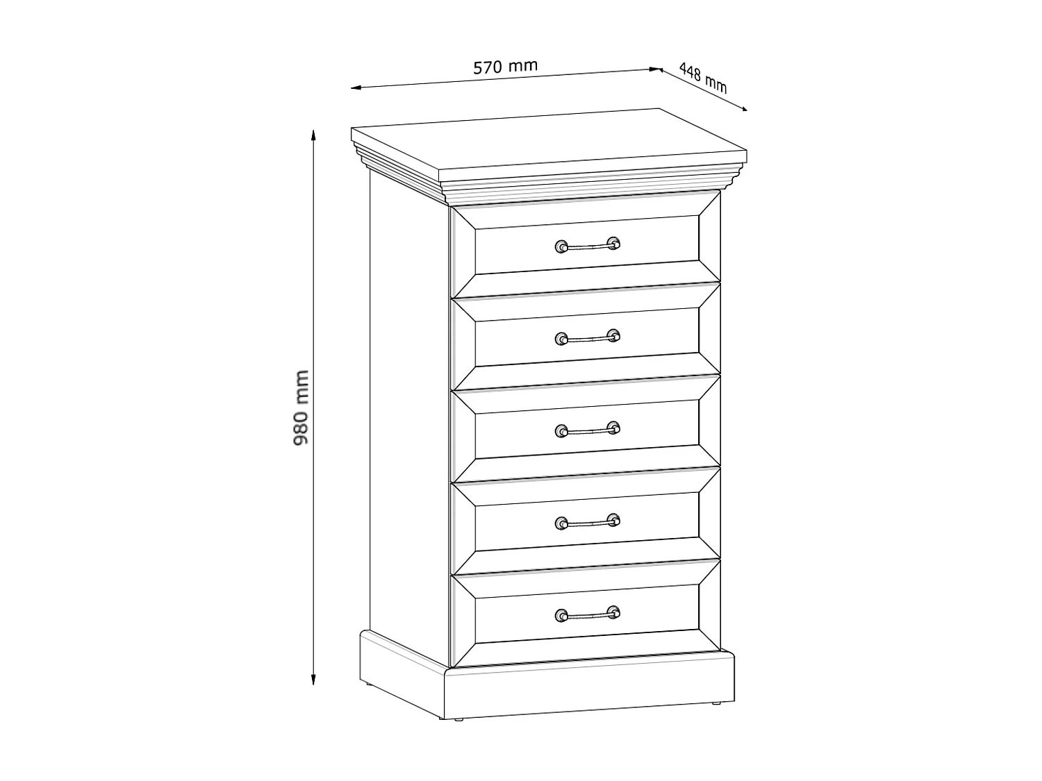 Kommode mit Schubladen - Cremefarben - ARVEN