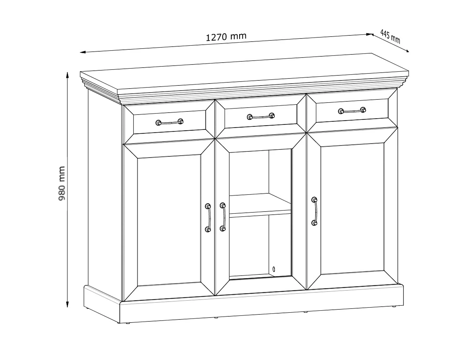 Kommode mit Vitrine - Cremefarben - ARVEN
