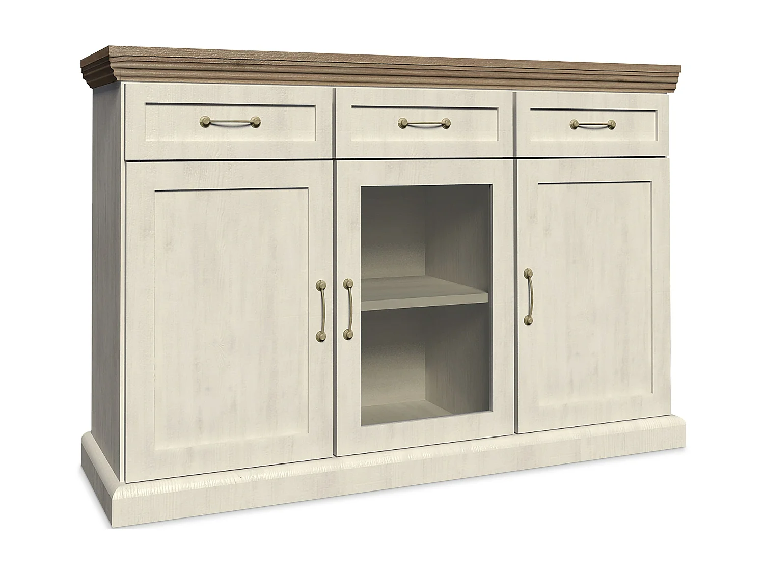 Kommode mit Vitrine - Cremefarben - ARVEN