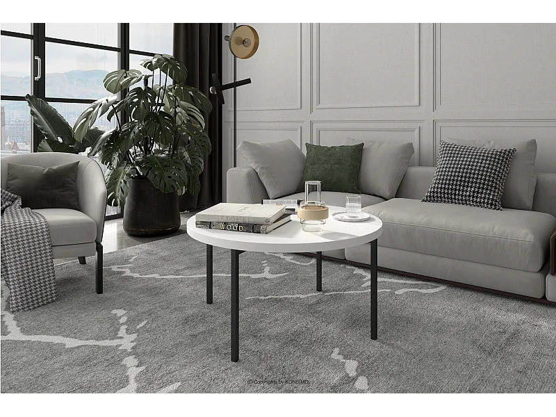 Couchtische Wohnzimmertisch - Spanplatte - weiß - GERIS