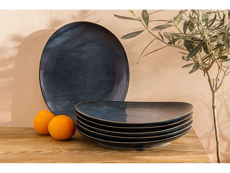 Speiseteller (6er-Set) - Porzellan - schwarz - TIME BLACK