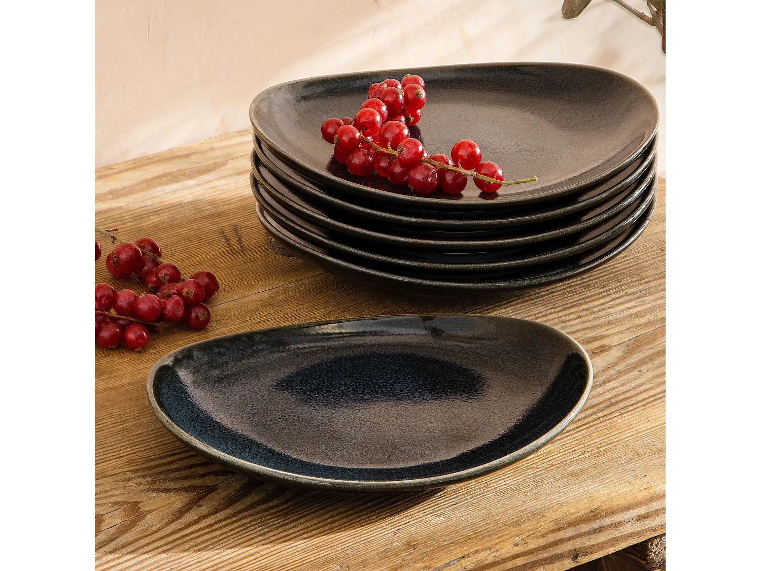 Dessertteller (6-tlg) 6 Personen  - Porzellan - schwarz - TIME BLACK