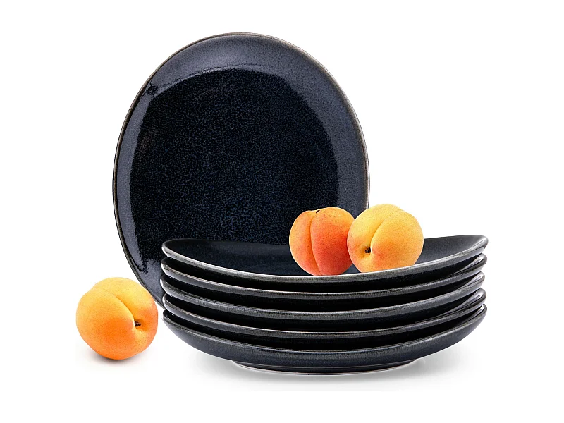 Dessertteller (6-tlg) 6 Personen  - Porzellan - schwarz - TIME BLACK