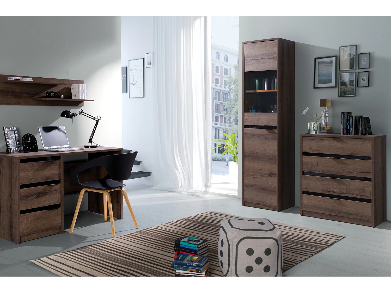 Vitrinenschrank  - Dunkelbraun - MERO