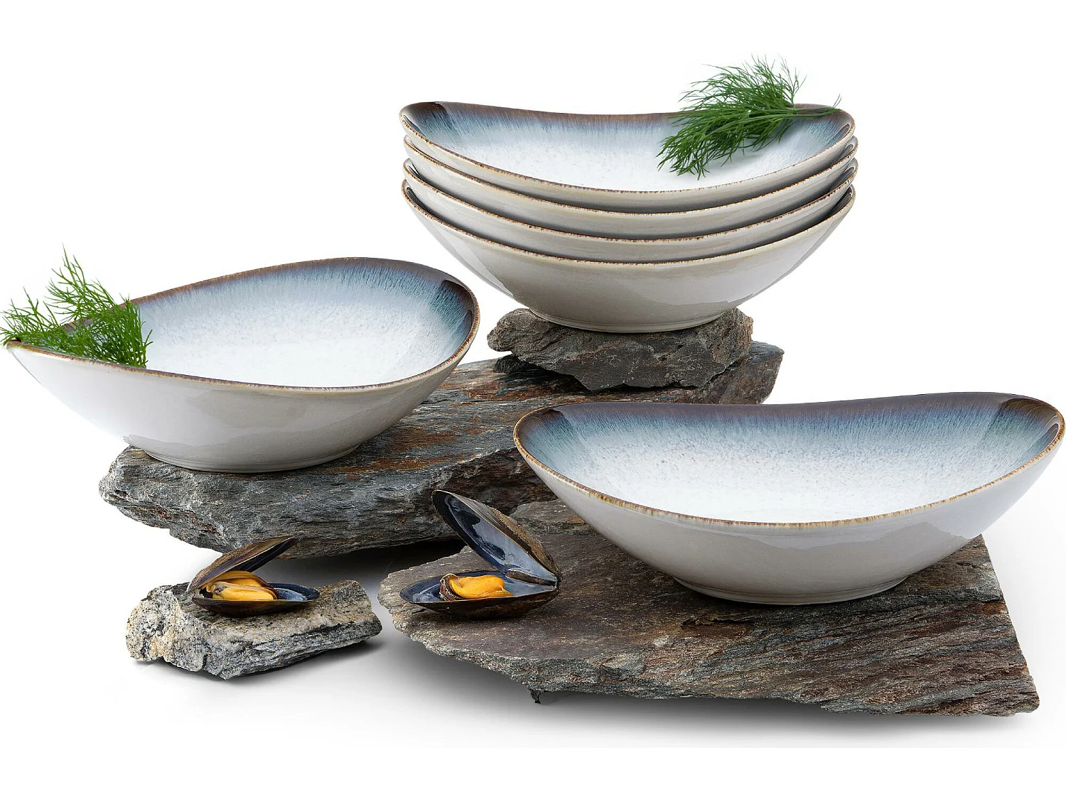 Suppenteller  6-tlg  - Porzellan - marineblue - TIME DIM