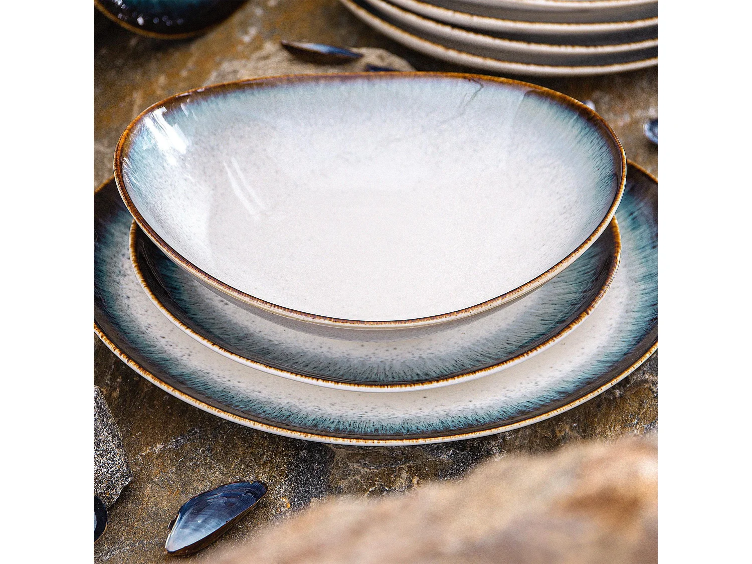 Suppenteller  6-tlg  - Porzellan - marineblue - TIME DIM