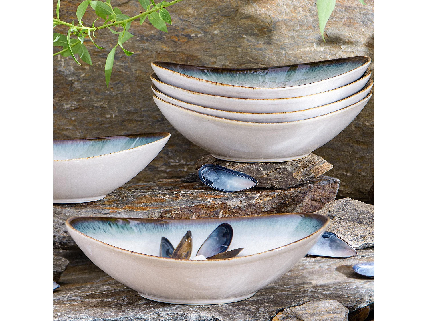 Suppenteller  6-tlg  - Porzellan - marineblue - TIME DIM