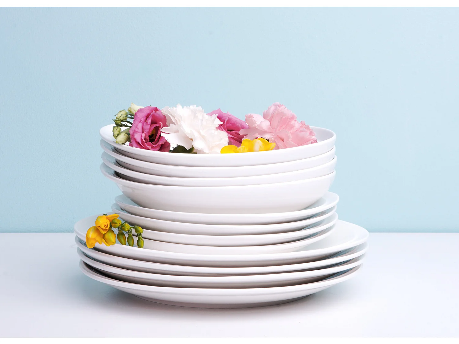 Teller-Set (6-tlg) - Porzellan - cremig - RESEDA