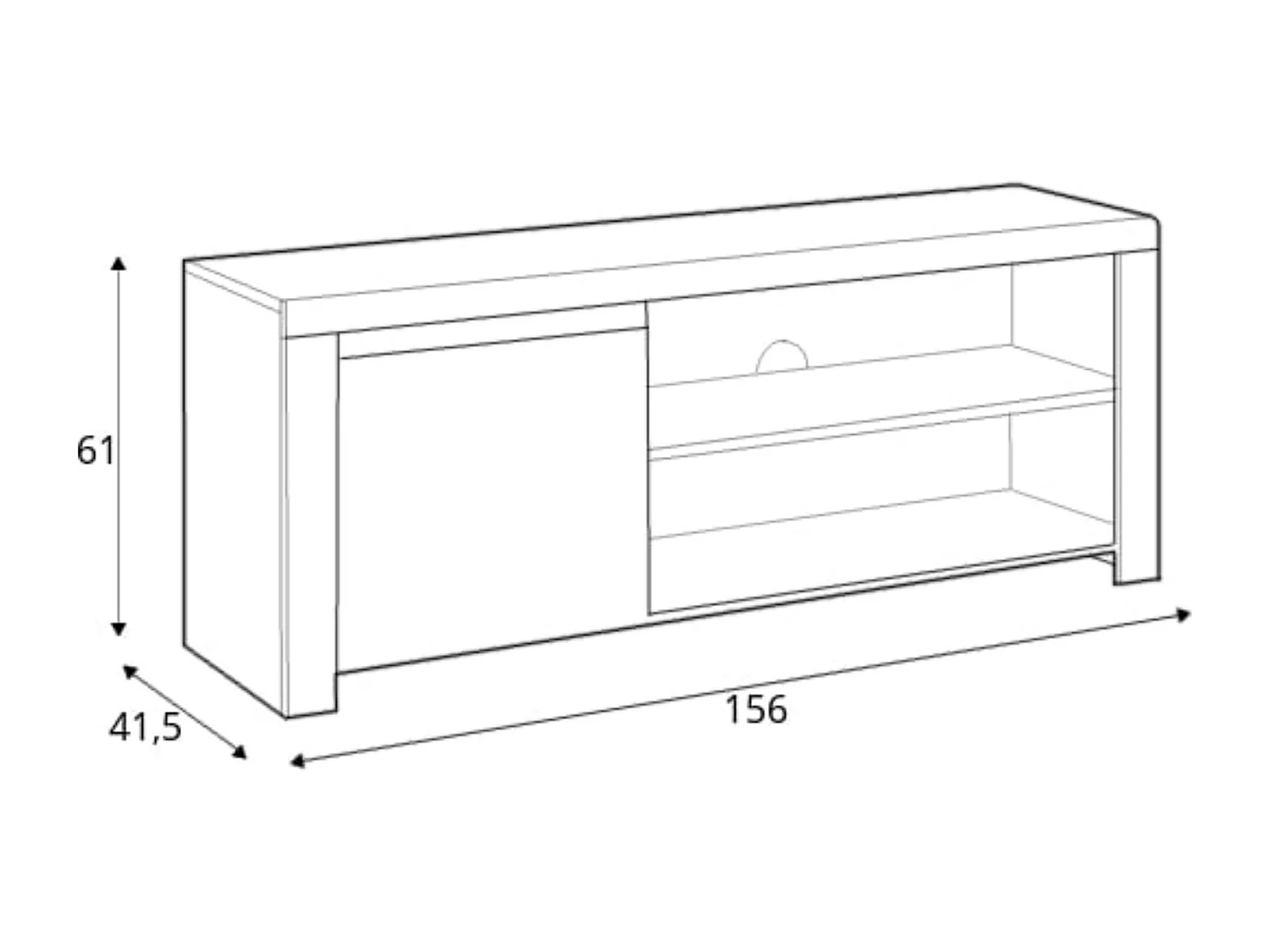 Lowboard  - Glas Weiß/Eiche Wotan Dekor - DAMINO